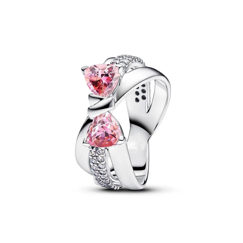 Sparkling Pink Bow Lotus Elephant Ring | Women's Wedding Banquet Jewelry Gift